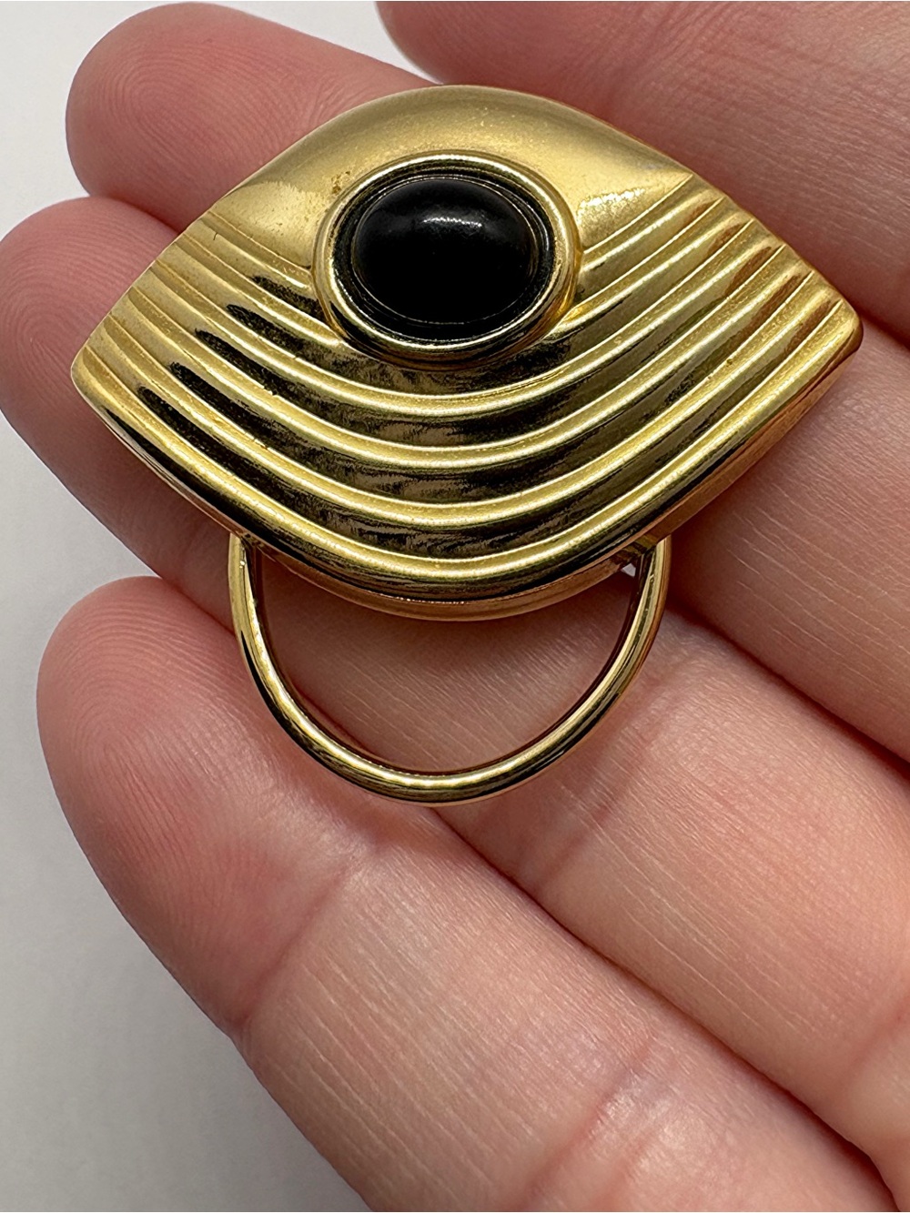 Vintage Sweater Clip Gold-Tone & Black Art Deco
